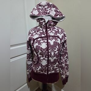 Rare and unique Burgundy and White Patterned Lulu hoodie
